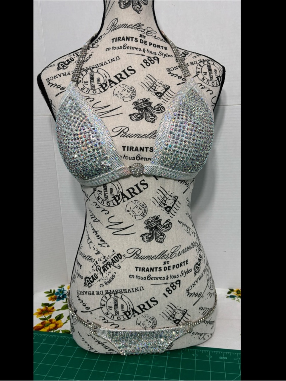 Hotmess Competition Bikini Top & Bottom Set Rhinestone Embellished Model Swim